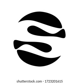 Logotipo S simple sobre los peces en círculo sobre el agua