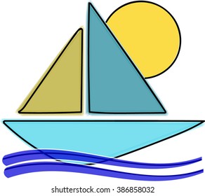 logo sail boat and sun