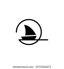 Logo of a sailboat with a sail. Isolated vector illustration on white background.