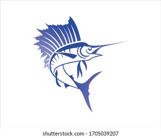 Logo Sailfish Vector Flat Design