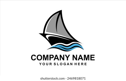 logo de un velero que se estrella a través de las olas