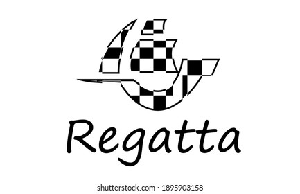 Barco de vela con logotipo en la regata