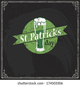 logo saint vintage patrick day fun saint patrick's day over blackboard scene vector illustration logo saint vintage patrick day fun happy classic vacation nature ritual star traditional hilarious spri
