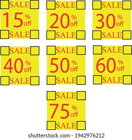 logo, sale icon indicating the percentage of discount on the offered product