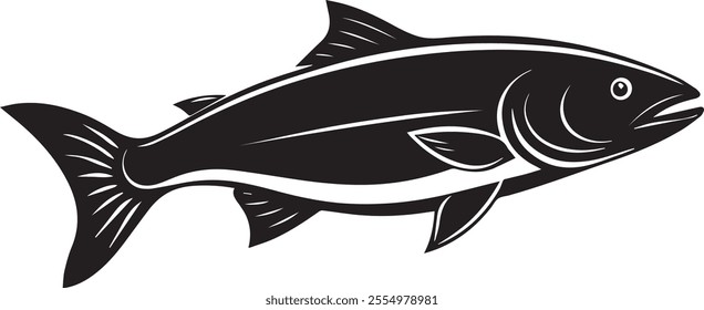 logo of Salmon fish, silhouette,  white background