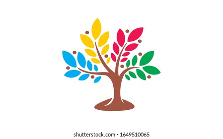 Logo Sample - Colorful Tree in CMYK