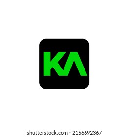 A logo sample with KA letters in green tones isolated in the white background