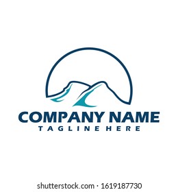 Logo sample with mountain and snow head, vector design