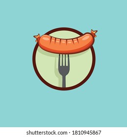 logo sausage with fork vector art illustration good for restaurant or cafe