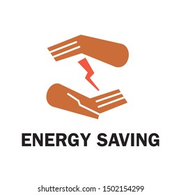 Logo save energy. Stylized hands protect the zipper. Vector graphics