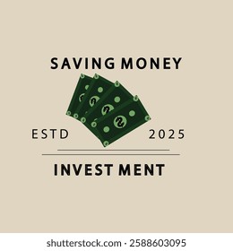 logo for saving money and investing. The logo is a stack of green bills. The logo is designed to convey the idea of saving money and investing it wisely