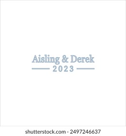 Das Logo sagt Aisling Derek auf grauem und blauem Hintergrund