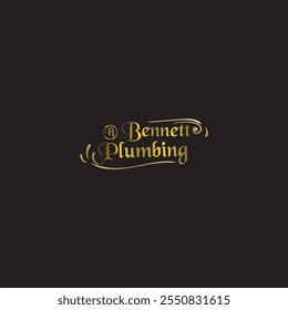 O logotipo diz Bennett encanando em ouro e sobre um fundo preto