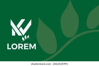 The logo says KV with several leaf decorations, good for logos in the field of greenery or nature