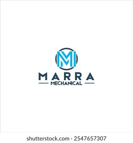 El logotipo dice Marra Mechanical con un icono azul de MM sobre un fondo blanco