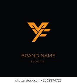 The logo says MYF. MYF golden image on black background, great for trademarks, business or anything else