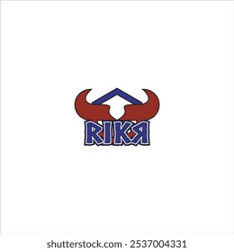 O logotipo diz RIKR com um ícone vermelho e azul viking horn