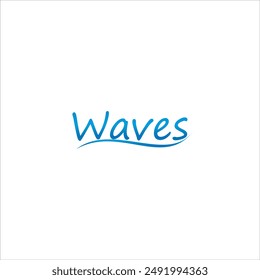 The logo says Waves with blue water underneath and a white background