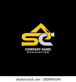 excavadora SC con logotipo. puede ser para logotipos de bienes raíces, construcción, industria y otros