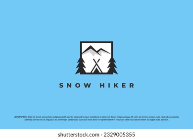 logo scenery mountain hiking camp pine snow outdoor