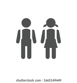 Logo School Trip Icon Boy and Girl Black and White Vector