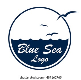 Logo sea with birds. 