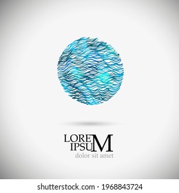 Logo sea in a circle. Vector illustration