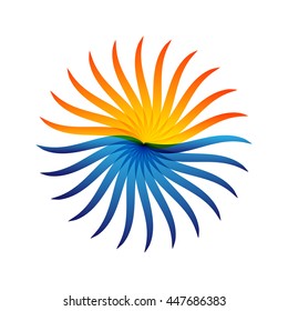 Logo, the sea and the sun, combined into a single sign