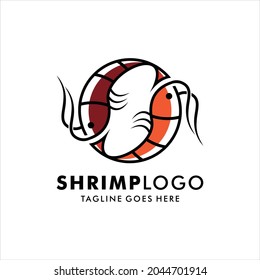 logo of Seafood restaurant, Stylized image of shrimp logo template, prawn logo design on white background Vector illustration