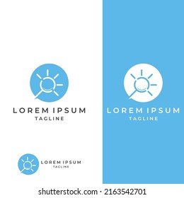 Logo search or find, logo search by combination, lab, moon, location, check, waves, and sun. Logo with simple editing.