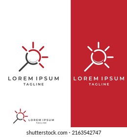 Logo search or find, logo search by combination, lab, moon, location, check, waves, and sun. Logo with simple editing.