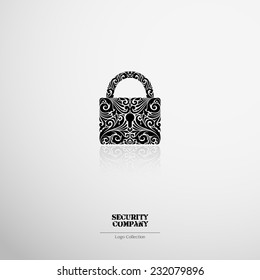 Logo Security company businesses. Ornate padlock icon