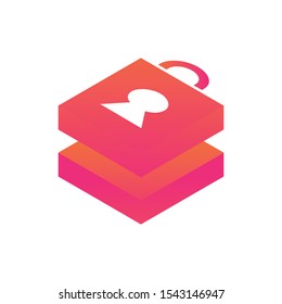 logo security key square 3d vector