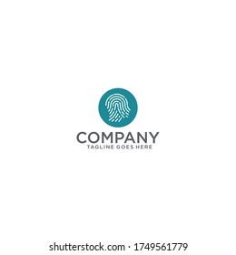 Logo security. Profile of person with fingerprint in his head. Info security icon. ID sign