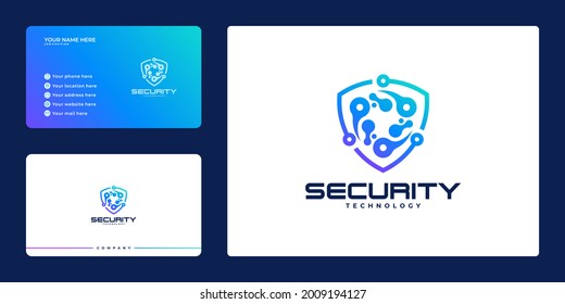 logotipo para seguridad con escudo y tarjeta de visita, concepto de escudo de seguridad, seguridad de Internet,