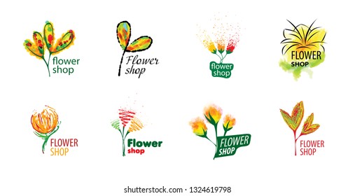 Logo for selling flowers. Abstract vector illustration