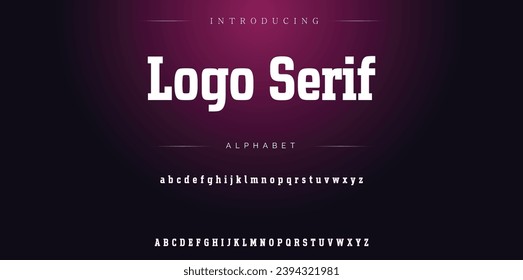Logo Serif Elegant Font Uppercase Lowercase and Number. Classic Lettering Minimal Fashion Designs. Typography modern serif fonts regular decorative vintage concept. vector illustration