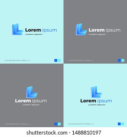 Logo set - abstract business sign. Strategy, dynamic, positive, success, multimedia, winner, nature, waves. Vector illustration, geometric logo