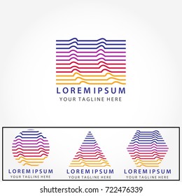 Logo set. Abstract geometric colorful striped logos.Modern trendy logo types.Typography design.Vector illustration.