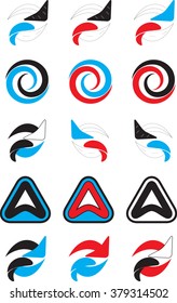 Logo set abstract unusual icon. Business dynamic logo, spin logo trend, emblem logo fashion. Vector abstract flat design illustration
