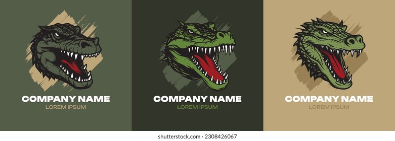 Сrocodile Logo Set. Alligator Premium Vector Design Illustration.