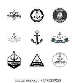 Logo-Satz von Anker-Logo im Vintage- oder Hipster-Stil