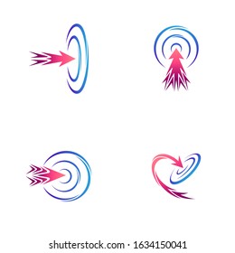 Logo set of arrows, dartboard and dart, business goals, flat style, archery sport, logo element for template, marketing targets logo collection