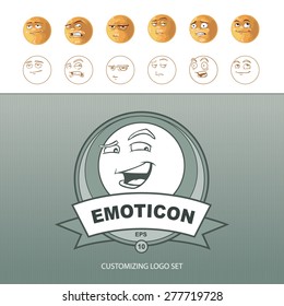 logo set customizing with funny emoticons