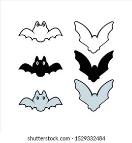logo Set of cute vampire bat in flat style