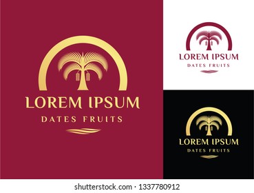 Logo set, Dates Fruits for creating brand products Design on colour scheme set, vector illustration.
