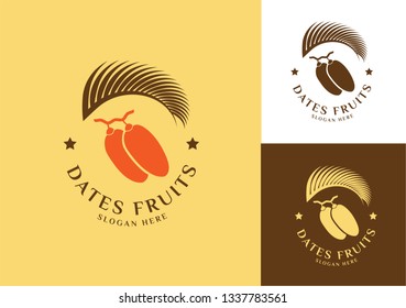 Logo set, Dates Fruits for creating brand products Design on colour scheme set, vector illustration.
