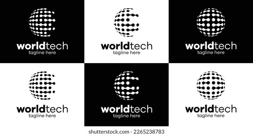 logo set design world and technology icon vector inspiration illustration