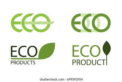 Logo set of eco labels, isolated vector