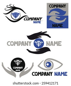 Logo set with eyes or hands